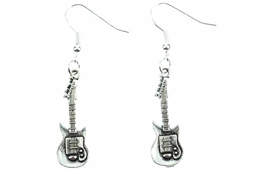 Miniblings E-Gitarren Ohrringe Hänger Gitarrenohrringe Band Gitarrist Musik silb - Handmade Modeschmuck I Ohrhänger Ohrschmuck versilbert von Miniblings
