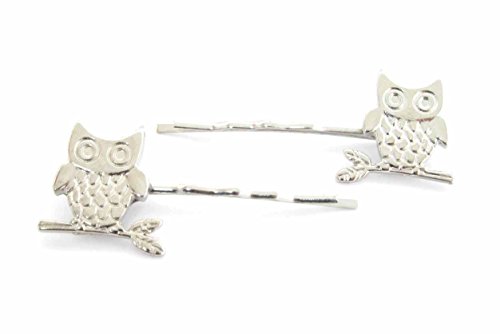 Miniblings Eulen 2er Set Haarspangen Eule Uhu Vogel Kauz silber - Handmade Modeschmuck I Haarschmuck Haarclips Haarklammern von Miniblings