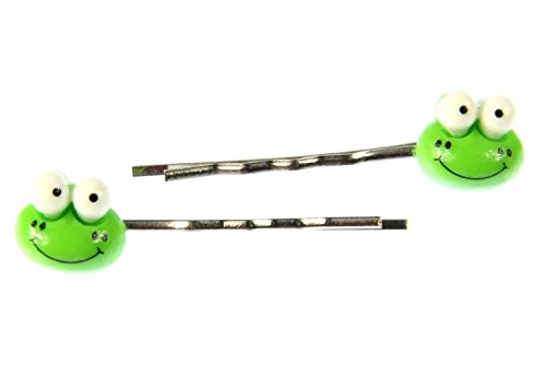 Miniblings Frosch Haarspangen 2er Set Frösche Kröte Kinder grün - Handmade Modeschmuck I Haarschmuck Haarclips Haarklammern von Miniblings