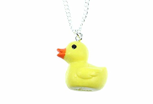 Miniblings Quietscheentchen Kette 45cm Badeente Ente Entchen Badewanne Gummi - Handmade Modeschmuck - Gliederkette versilbert von Miniblings