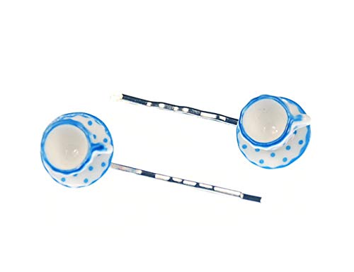 Miniblings Tassen 2er Set Haarspangen Teetassen Tasse Teatime blau - Handmade Modeschmuck I Haarschmuck Haarclips Haarklammern von Miniblings