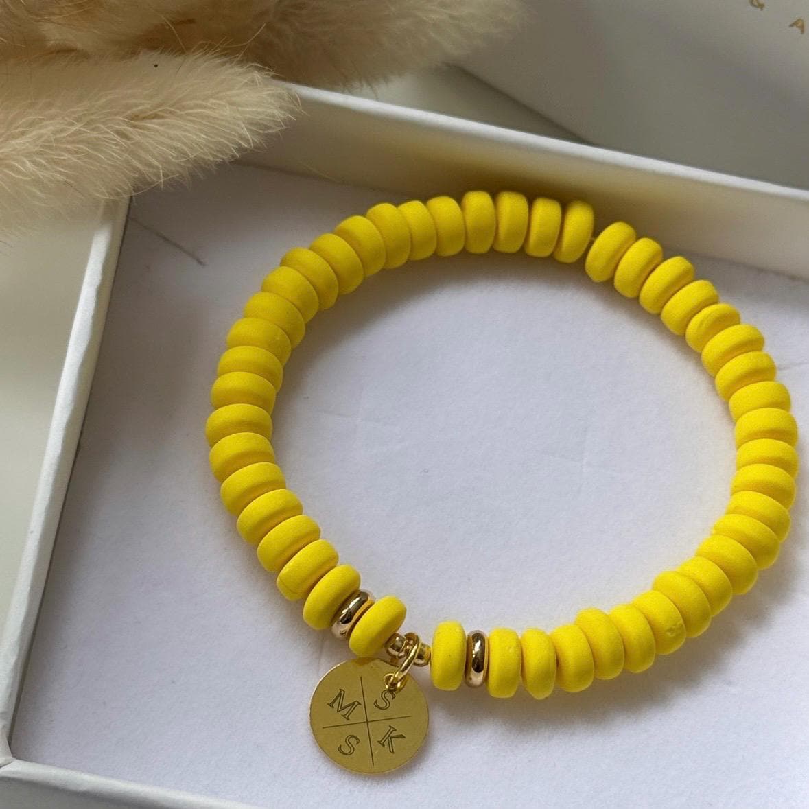 Perlenarmband Lemon | Personalisiert Gravur Geschenkidee Namensarmbänder Gravurarmband Geschenk Für Sie von minibracelets