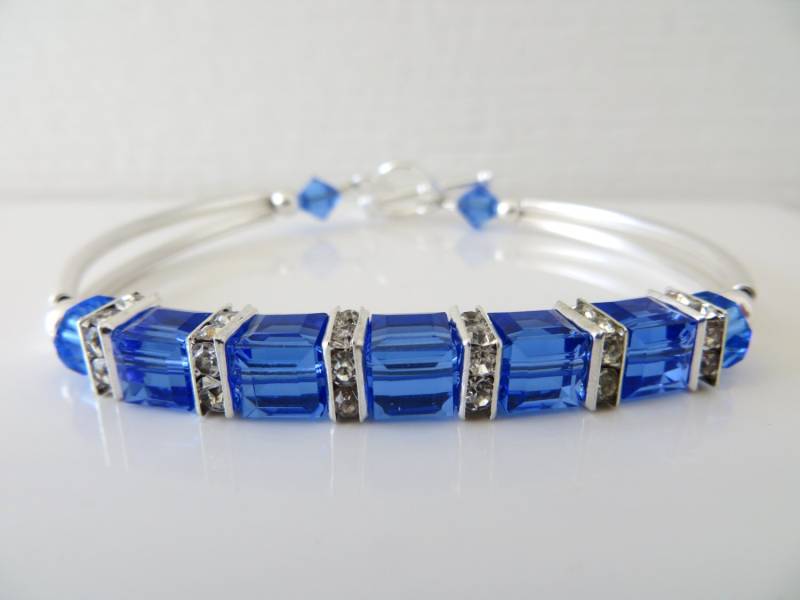Sapphire Birthstone Armband, Versilbert Kristall Schmuck von minieglamstudio