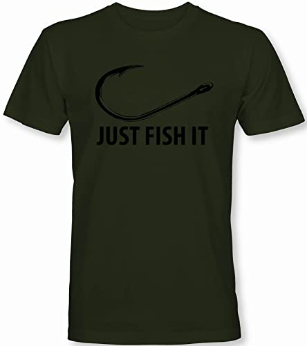 Angler T-Shirt: Fish It - Geschenk für Fischer und Angler - Geschenk für Angler - Anglerbekleidung Herren - Angelkleidung Männer - Angeln - Anglerin - Fisch - Grau - Army (XL) von minifan