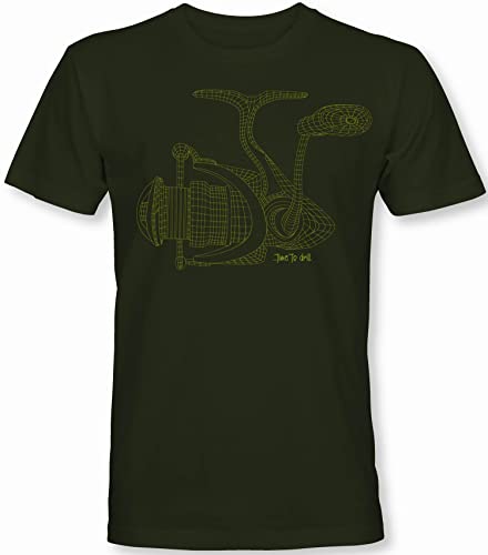 Angler T-Shirt: Time to Drill - Geschenk für Fischer und Angler - Geschenk für Angler - Anglerbekleidung Herren - Angelkleidung Männer - Angeln - Anglerin - Fisch - Grau - Army (L) von minifan