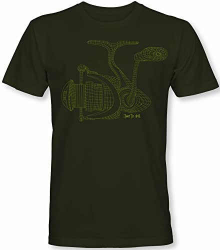 Angler T-Shirt: Time to Drill - Geschenk für Fischer und Angler - Geschenk für Angler - Anglerbekleidung Herren - Angelkleidung Männer - Angeln - Anglerin - Fisch - Grau - Army (S) von minifan