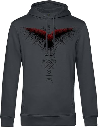 Bio Wikinger Pullover: Blutrabe - Rabe Kapuzenpullover - Wikinger Geschenke für Männer - Wikinger Kleidung - Unisex Hoodie aus Bio-Baumwolle (S) von minifan