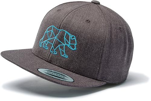 Cap Flexfit Snapback : Bär - Outdoor Cap - Cappi für Natur-Liebhaber Herren & Damen Baseball Cap Kappe Mütze Outdoor für Jäger Natur Bäume Wald Ausrüstung Wander Zubehör (Dark Grey/Dark Grey) von minifan