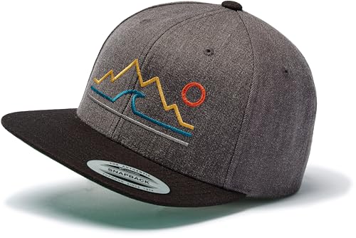 Cap Flexfit Snapback : Berge Land & Meer - Outdoor Cap - Cappi für Natur-Liebhaber Herren Damen Kappe Mütze Outdoor für Jäger Natur Bäume Wald Ausrüstung Wander Zubehör (Charcoal/Black) von minifan