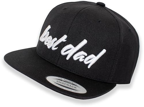 Cap Flexfit Snapback : Best Dad - Papa Cap - Cappi für Väter Baseball Hut Kappe Mütze Papi (Black/Black) von minifan