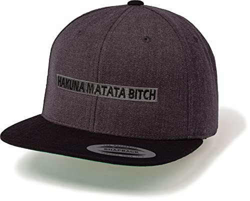 Cap Herren Flexfit Snapback : Hakuna Matata - Basecap Herren & Damen Baseball Cap Kappe Mütze Männer Schwarz (Charcoal/Black) von minifan