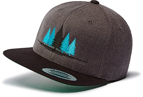 Cap Herren Flexfit Snapback : Natur Wald - Kappi für Naturliebhaber Herren & Damen Baseball Cap Kappe Mütze Outdoor Kletter Ausrüstung Wander Zubehör (Charcoal/Black) von minifan