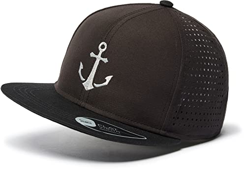 Cap Herren Snapback : Anker - Basecap Herren & Damen Baseball Cap Kappe Mütze Cappy Kappi mit Anker Männer Schwarz (Black/Black) von minifan