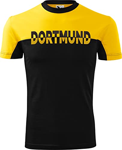 Fußball T-Shirt : Dortmund – Druck in Stickoptik - Shirt Fußball Fanartikel Fanshop Dortmund-Fan (S) von minifan
