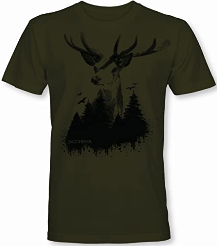 Jäger T-Shirt: Jagdfieber - Geschenk für Jäger - Jägerbekleidung Jagdkleidung Herren - Geschenke für Männer - Jagd Tshirt - Hirsch Eber Outdoor Natur Army Hunter Waidmannsheil (L) von minifan