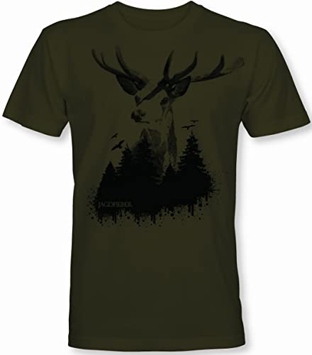 Jäger T-Shirt: Jagdfieber - Geschenk für Jäger - Jägerbekleidung Jagdkleidung Herren - Geschenke für Männer - Jagd Tshirt - Hirsch Eber Outdoor Natur Army Hunter Waidmannsheil (M) von minifan