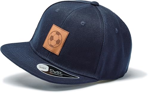 Kinder Cap: Fußball Leder Emblem - Fussball Mütze für Kinder - Kinder-Kappi für Fussballspieler Trainings-Mütze Basecap Kinder Kappe Jungs Cap Kappe Cappy Geschenk für Jungen Sport Kinder (Navy) von minifan