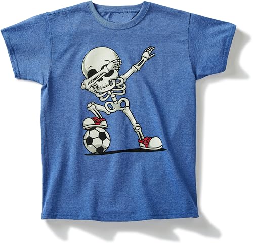 Kinder Fussball T-Shirt: Dab Skelett Leuchtet im Dunklen - Dab Teenager Dance - Glow in The Dark - Shirt für Jungen & Mädchen Geschenk zum Geburtstag für Kinder - Fußball-Spieler-Zubehör (140 ROYAL) von minifan