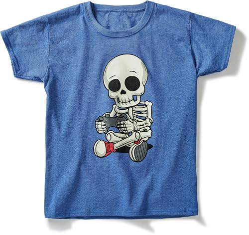 Kinder Gamer T-Shirt: Dab Skelett Leuchtet im Dunklen - Dab Teenager Dance - Glow in The Dark - Shirt für Jungen & Mädchen Geschenk Geburtstag für Kinder - Gaming Zocken-Spieler-Zubehör (128 ROYAL) von minifan