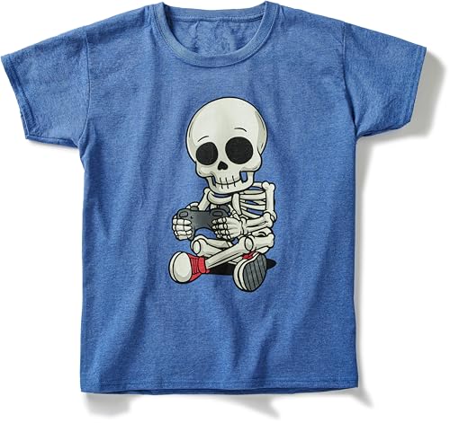 Kinder Gamer T-Shirt: Dab Skelett Leuchtet im Dunklen - Dab Teenager Dance - Glow in The Dark - Shirt für Jungen & Mädchen Geschenk Geburtstag für Kinder - Gaming Zocken-Spieler-Zubehör (152 ROYAL) von minifan