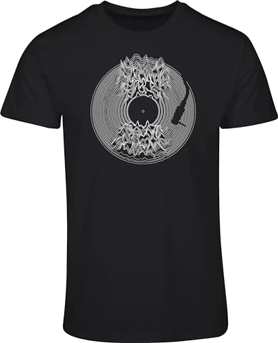 Musik T-Shirt - Schallplatte Vinyl - DJ Musiker Männer - Kopfhörer Shirt - Techno Club Hip Hop Rock Song Disco (L) von minifan