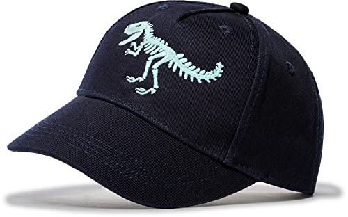 Organic Kinder Cap : T-Rex Skelett - Basecap die im Dunklen Leuchtet - Kappe Jungs Cap Kappe Mütze Dinosaurier Dino Tyrannosaurus Jungen Glow in The Dark (Navy) von minifan