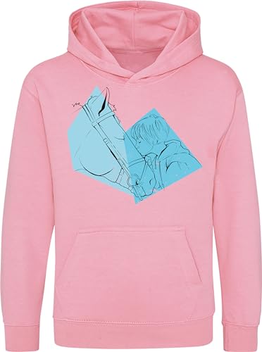 Pullover Mädchen : Pferde Bussi - Kapuzenpullover für Reiterin - Geschenk - Kinder Hoodie Pferd - Reitsport Bekleidung - My Horse - REIT-Zubehör (128) von minifan