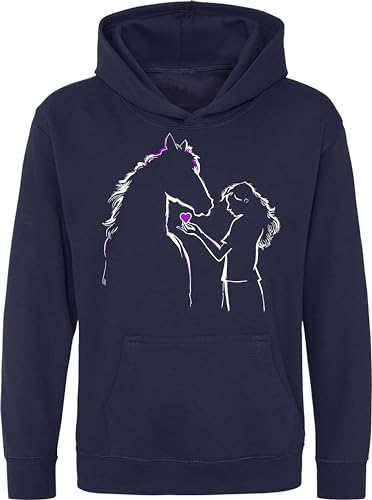 Pullover Mädchen : Pferde Liebe - Kapuzenpullover für Reiterin - Geschenk - Kinder Hoodie Pferd - Reitsport Bekleidung - My Horse - REIT-Zubehör (152) von minifan