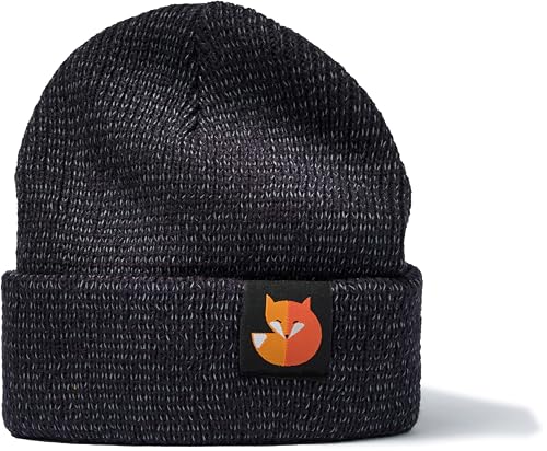 Reflektierende Mütze für Kinder: Fuchs Web-Label - Fox Tiere Wald Outdoor Sport - Strickmütze Wintermütze Beanie Geschenk für Junge-n & Mädchen - Reflex-Mütze Reflektor Sichtbarkeit Sichtbar (Navy) von minifan