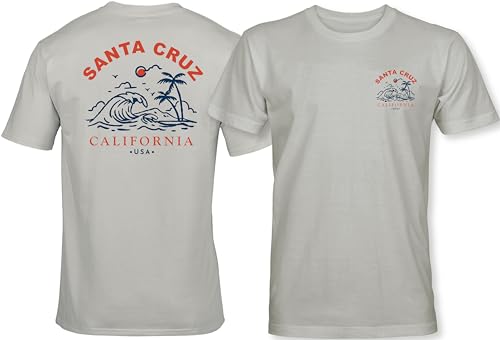 Surfer T-Shirt: Santa Cruz USA - Unisex Herren Damen Surfing T-Shirt Männer - Welle Hippie Slogan Statement Surf Design Vintage Retro Fashion Streetstyle (M) von minifan