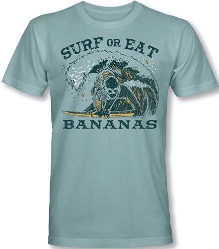 Surfer T-Shirt: Surf Bananas - Unisex Herren Damen Surfing T-Shirt Männer - Welle Hippie Slogan Statement Surf Design Vintage Retro Fashion Streetstyle (M) von minifan
