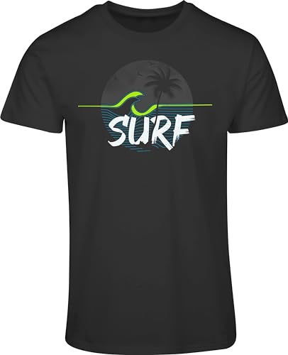 Surfer T-Shirt: Surf - Unisex Herren Damen Surfing T-Shirt Männer - Santa Cruz USA Welle Hippie Slogan Statement Surf Design Vintage Retro Fashion Streetstyle (L) von minifan