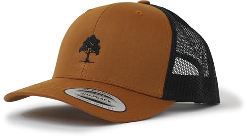 Trucker Cap Flexfit Snapback : Baum Wald - Jäger-Hut Outdoor Cap - Cappi Geschenk für Jäger Natur Baseball Cap Kappe Mütze Outdoor Kletter Wander Zubehör (Caramel/Black) von minifan