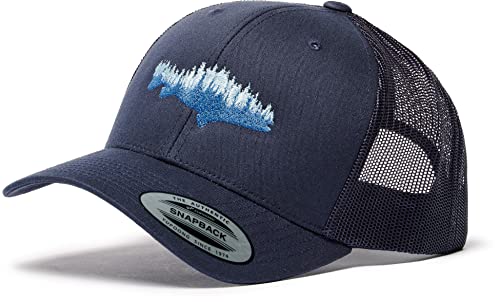 Trucker Cap Flexfit Snapback : Fisch Wald - Anglerhut Outdoor Cap - Cappi für Angler und Naturliebhaber Herren & Damen Baseball Cap Kappe Mütze Outdoor Kletter Ausrüstung Wander Zubehör (Navy) von minifan