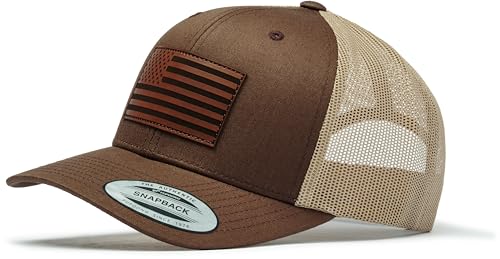 Trucker Cap Flexfit Snapback : USA Flagge - Army Militär Amerika Outdoor Cap - Cappi Geschenk für Jäger Natur Baseball Cap Kappe Mütze Outdoor Mesh Cap Ausrüstung Wander Zubehör (Brown/Khaki) von minifan