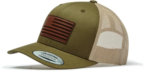 Trucker Cap Flexfit Snapback : USA Flagge - Army Militär Amerika Outdoor Cap - Cappi Geschenk für Jäger Natur Baseball Cap Kappe Mütze Outdoor Mesh Cap Ausrüstung Wander Zubehör (Mossgreen/Khaki) von minifan