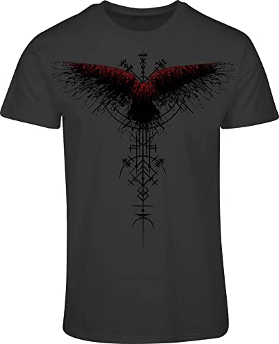 Wikinger Shirt Herren : Blutrabe - Rabe T-Shirt Wikinger Geschenke für Männer - Wikinger Kleidung (XXL) Dark Grey von minifan
