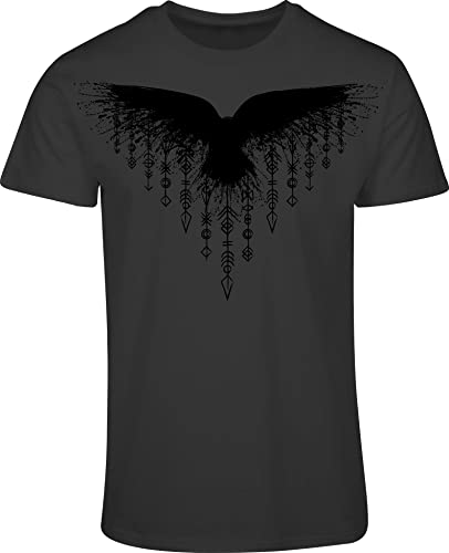 Wikinger Shirt Herren : Runenrabe - Rabe T-Shirt Wikinger Geschenke für Männer - Wikinger Kleidung (3XL) von minifan