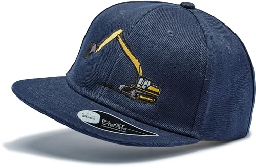 Kinder Cap : Bagger - Basecap Kappe Radlader Kran Baustelle Jungs Kappe Cappy Jungen Mütze Kind Kappi (Navy) von minifan
