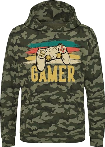 minifan Kinder Camouflage Pullover : Gamer - Kapuzenpullover für Gamer Jungen und Mädchen Gamer Hoodie (12/13) von minifan