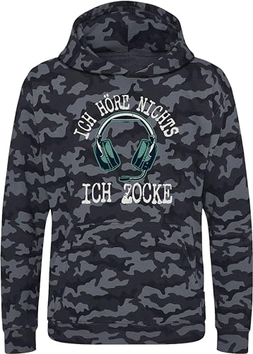 minifan Kinder Camouflage Pullover : Ich Hör Nichts Ich Zocke Gamer - Kapuzenpullover für Gamer Jungen und Mädchen Gamer Hoodie (12/13) von minifan