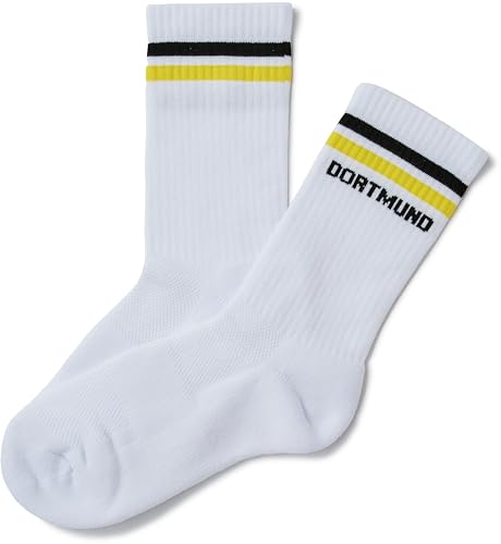 minifan Retrosocken: Dortmund - 2 Paar - Tennissocken weiß Sportsocken, Freizeitsocken, Atmungsaktiv, für Herren & Damen (38/40 Dor) von minifan