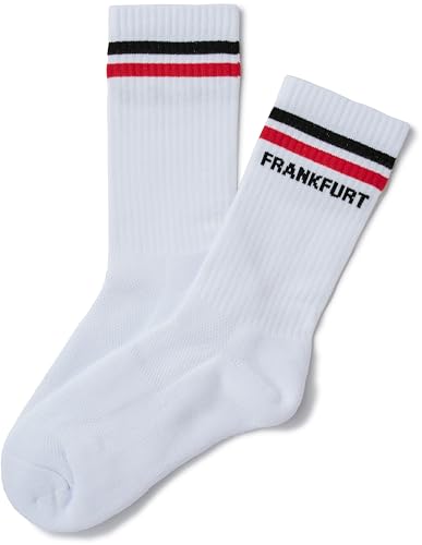 minifan Retrosocken: Frankfurt - 2 Paar - Tennissocken weiß Sportsocken, Freizeitsocken, Atmungsaktiv, für Herren & Damen (44/46 Fra) von minifan