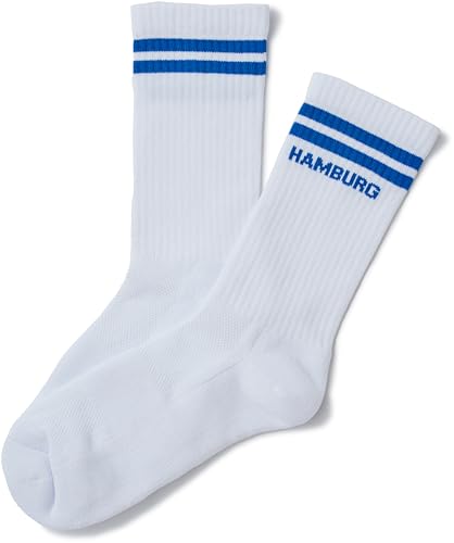 minifan Retrosocken: Hamburg - 2 Paar - Tennissocken weiß Sportsocken, Freizeitsocken, Atmungsaktiv, für Herren & Damen (44/46 Ham) von minifan