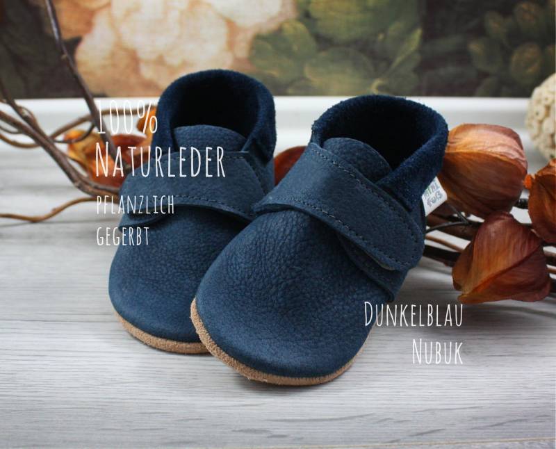 Bio Leder Krabbelschuhe Minifußbio721 Mit Klettverschluss. Babyschuhe Und Kleinkinderschuhe, Aus Pflanzlich Gegerbtem Für Minis von minifussdesign