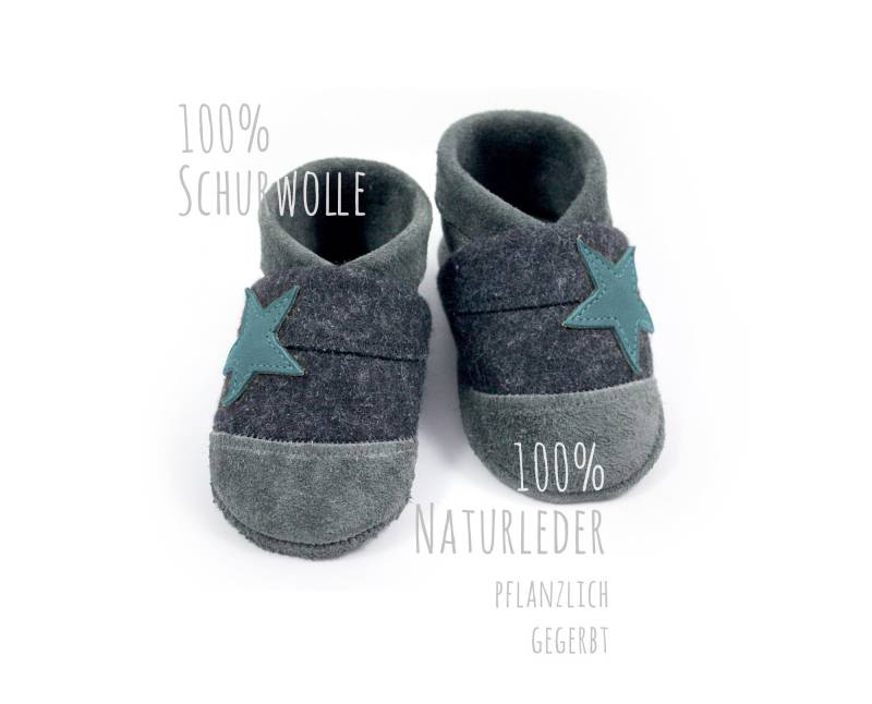 Bio Leder Krabbelschuhe Minifußbio850, Hausschuhe Für Kleinkinder, Babyschuhe Aus Pflanzlich Gegerbtem Und 100% Schurwollfilz von minifussdesign
