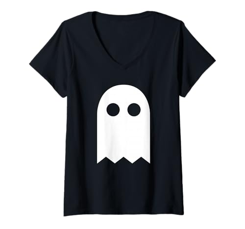 Damen Halloween minimalistischer Geist T-Shirt mit V-Ausschnitt Damen Halloween minimalistischer Geist T-Shirt mit V-Ausschnitt von minimal ghost halloween spooky design