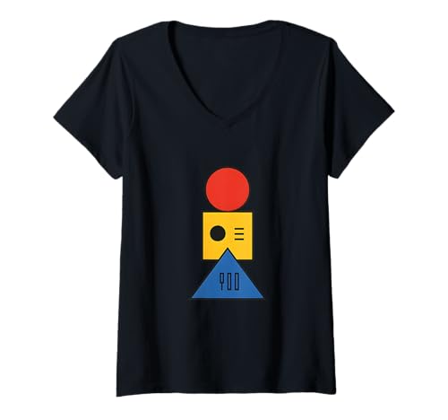 Damen POD Minimal Synth Retro Geometrische Grafik T-Shirt mit V-Ausschnitt Damen POD Minimal Synth Retro Geometrische Grafik T-Shirt mit V-Ausschnitt von minimal synth art geometric shapes 80s retro