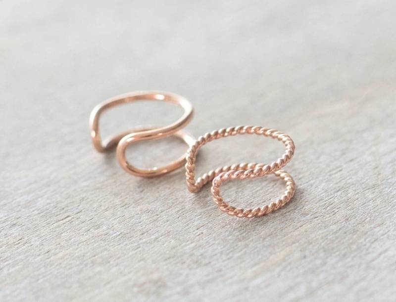 Rose Gold Filled Doppel Hoop Ohr Manschette, Kein Piercing Wickeln, Manschette Ohrringe, Draht Knorpel von minimalaccents