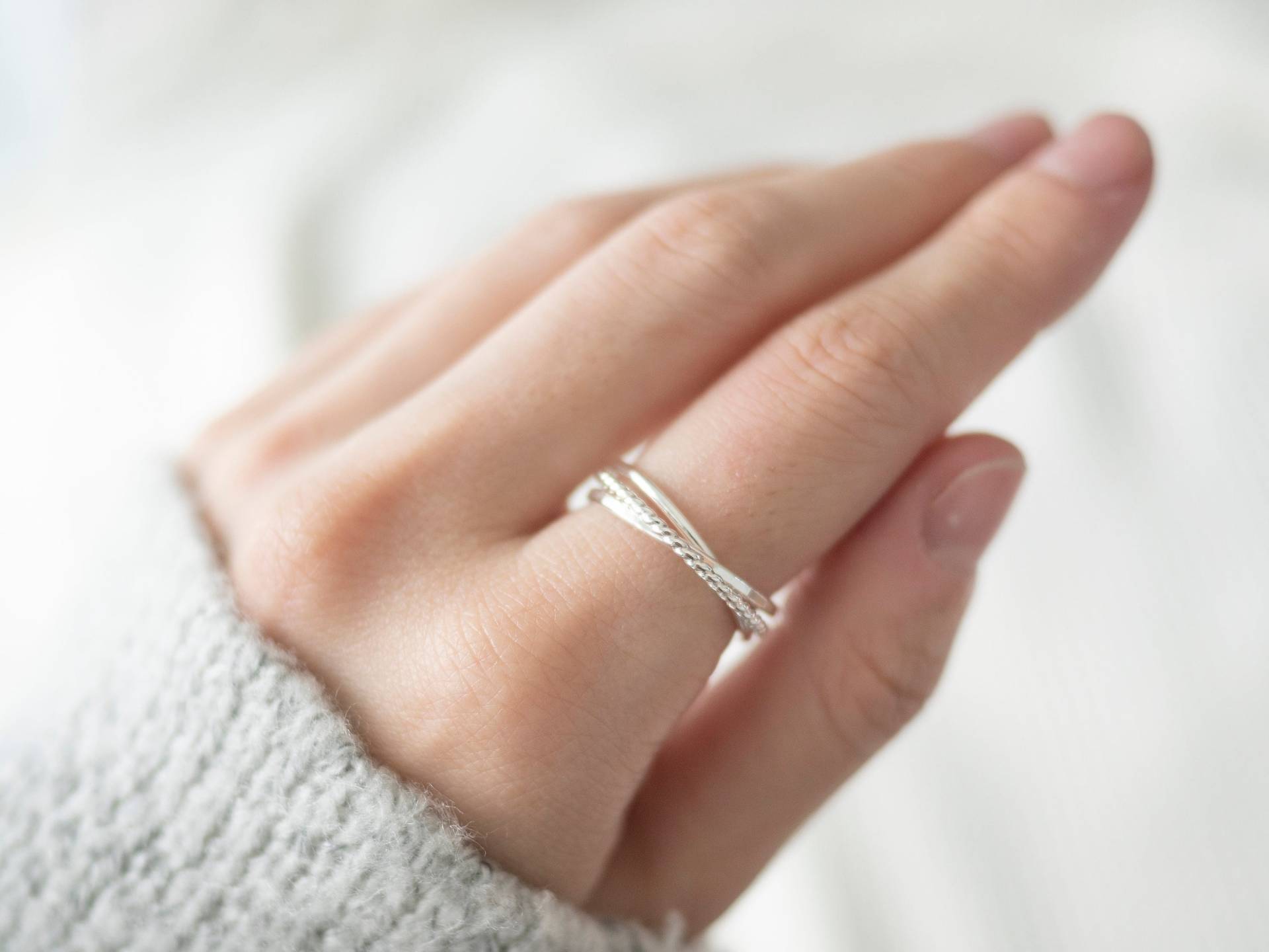 Silber 3 Ineinandergreifende Ringe, Verflochtene Angst Zappeln Ring, Rolling Spinner Dünne Ringe Für Frauen von minimalaccents